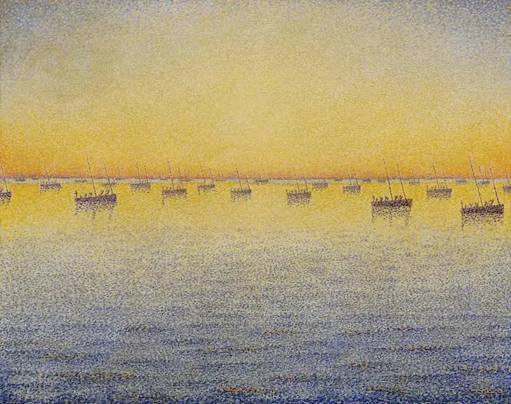 Sole tramonto, pesca alla sardina, Concarneau - Paul Signac