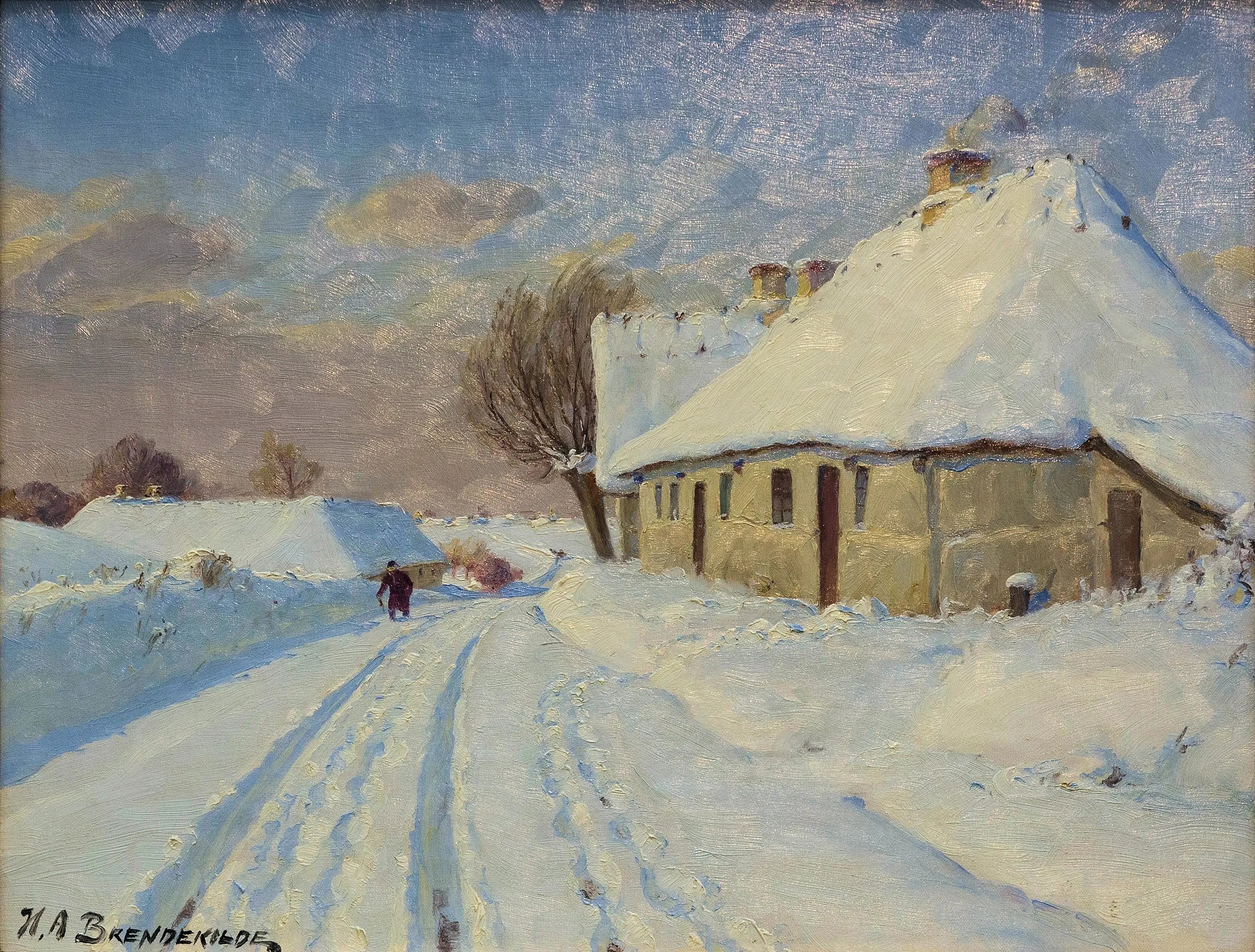 Soleil dans le village un jour d’hiver. - H. A. Brendekilde - Alpha Reproduction