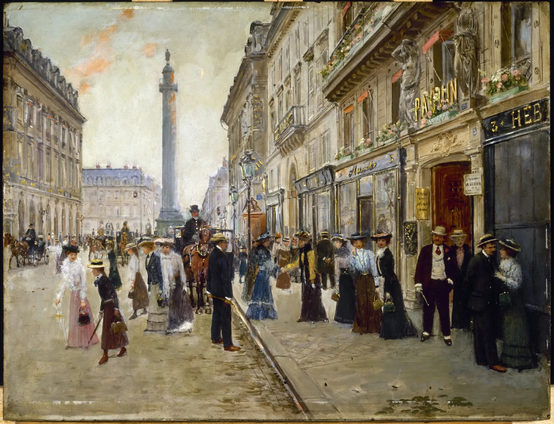 Sortie des ouvrières de la maison Paquin - Jean Béraud image 1 reproduction de peinture à l’huile