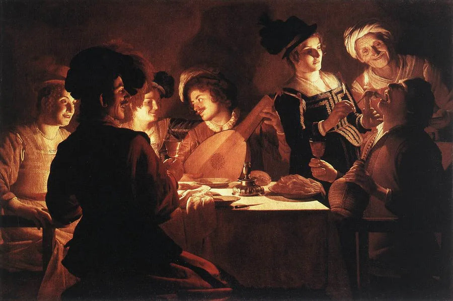 Cena con un suonatore di liuto - Gerrit van Honthorst