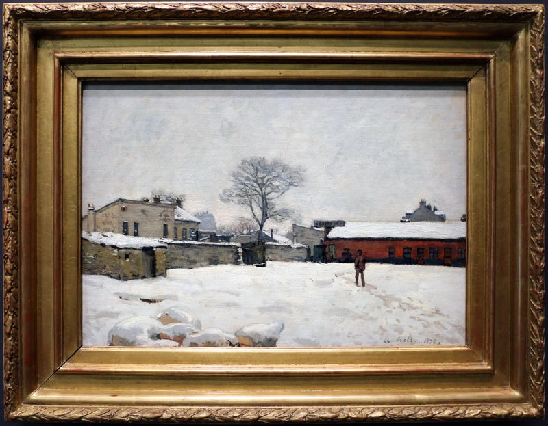 Sotto la neve: cortile di fattoria a Marly-le-Roi - Alfred Sisley