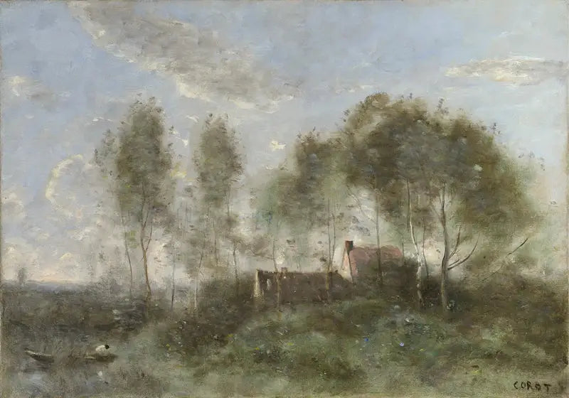 Souvenir d'un voyage à Coubron - Jean-Baptiste Camille Corot image 1 tableau peint à l’huile sur toile