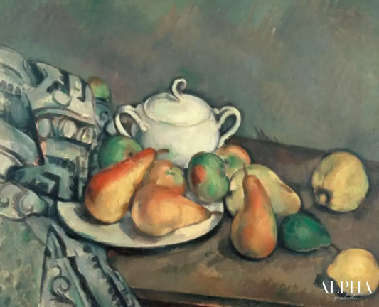 Sucrier, pommes et tissu - Paul Cézanne - Reproductions de tableaux et peintures haut de gamme