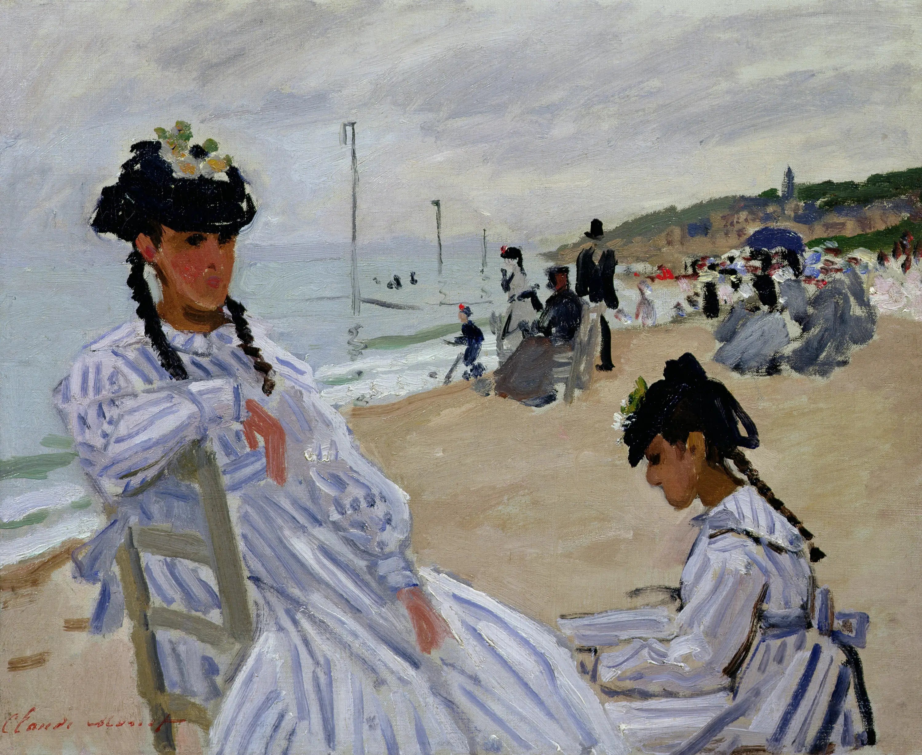 Reproduction du tableau « Sur la plage à Trouville - Claude Monet » par Alpha Reproduction en peinture à l’huile
