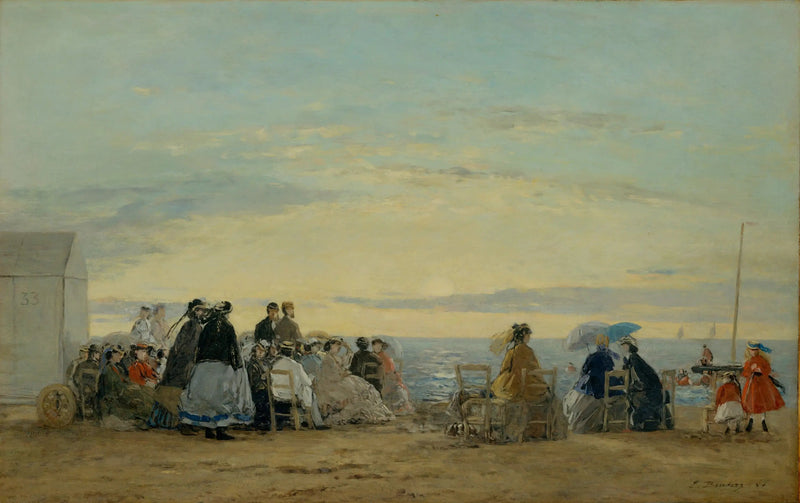 Sulla spiaggia, tramonto - Eugène Boudin