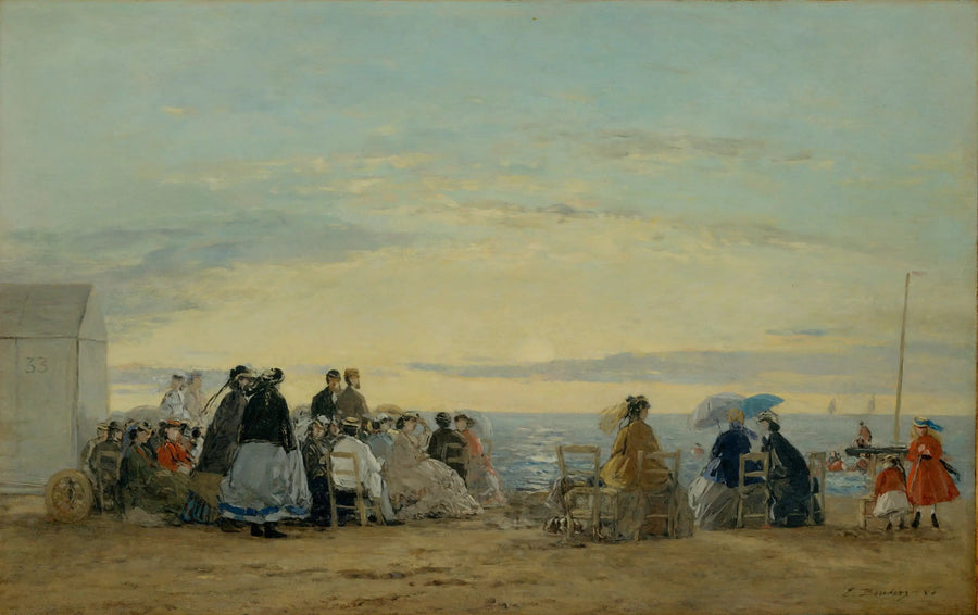 Sulla spiaggia, tramonto - Eugène Boudin