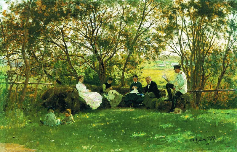 Su una panchina in erba - Ilya Repin