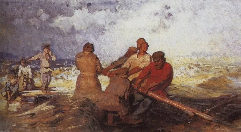 Su una zattera nella tempesta sul Volga - Ilya Repin