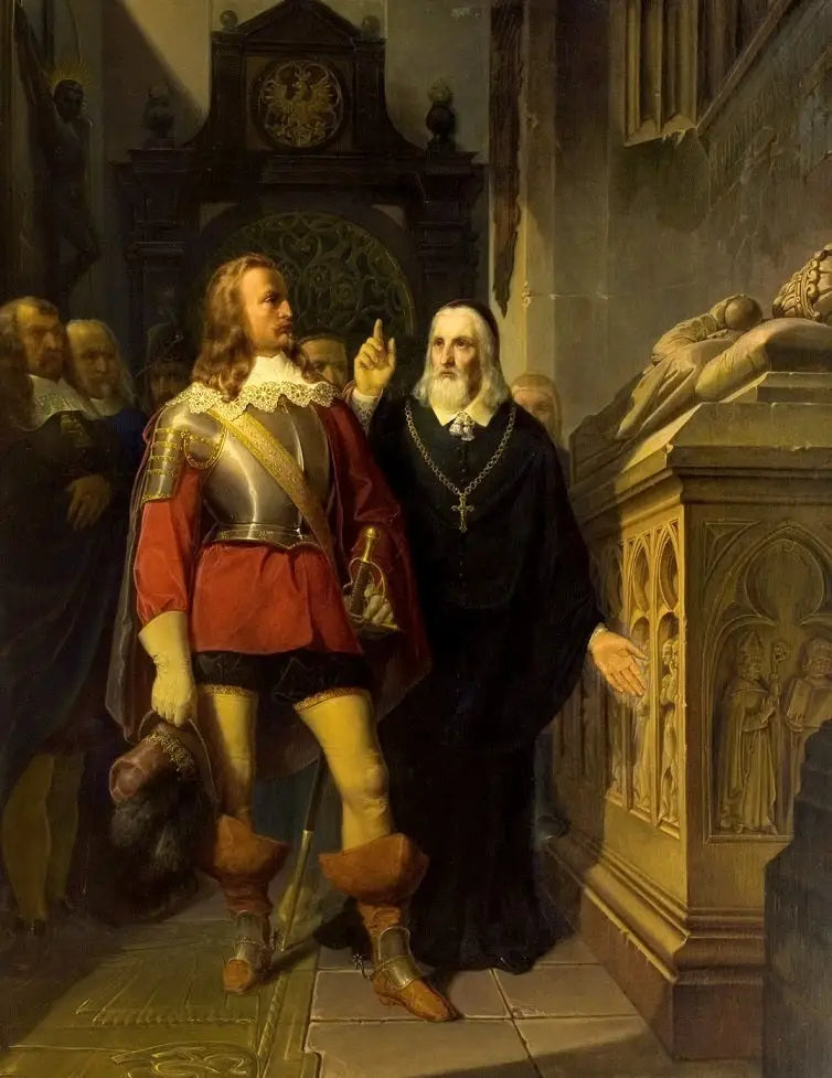 Szymon Starowolski e Charles Gustav davanti alla tomba di Władysław Łokietek. - Jan Matejko