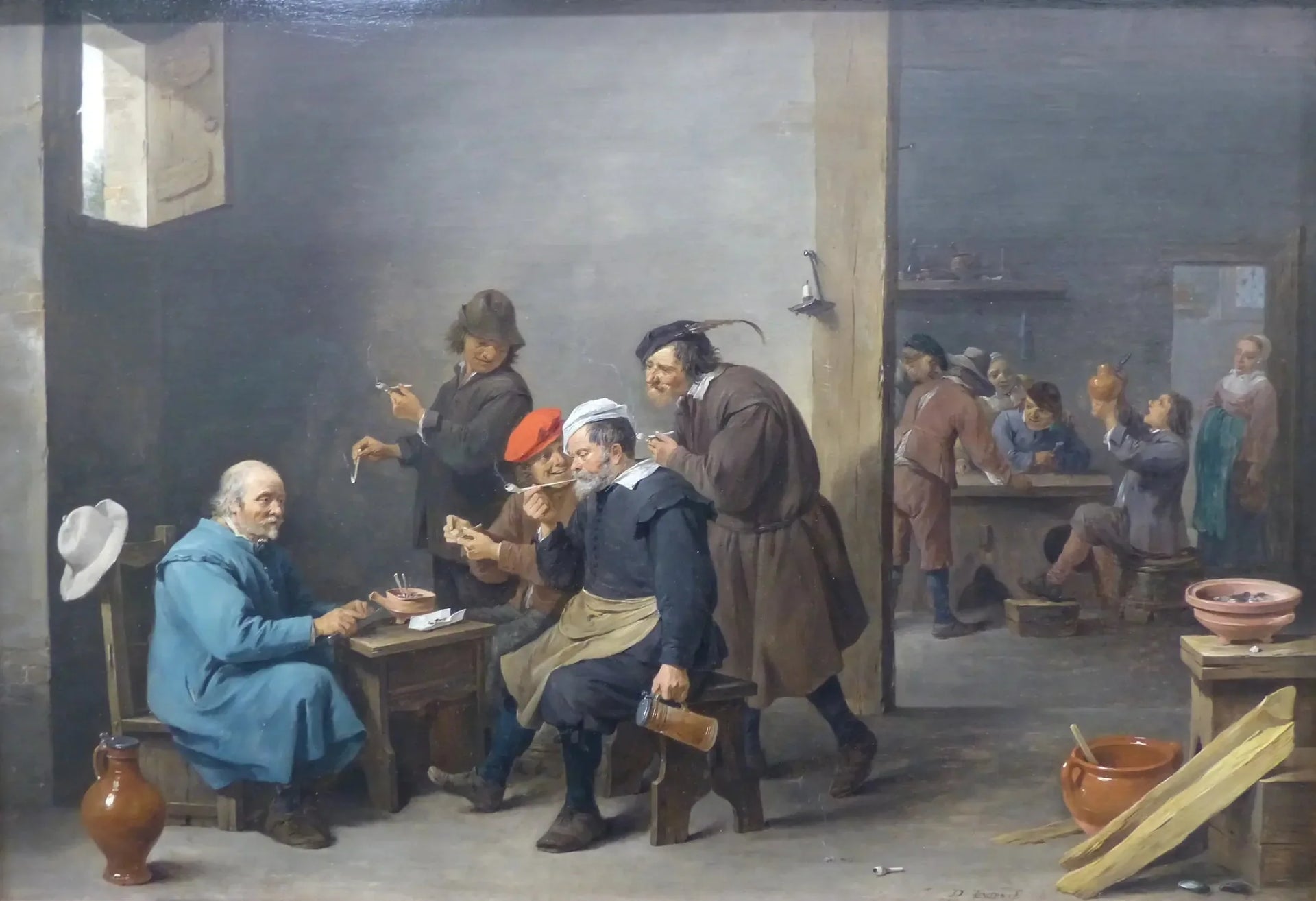 Tabagie - "L'homme au chapeau blanc" - David Teniers le Jeune image 1 reproduction de peinture à l’huile