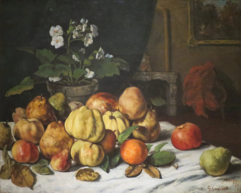 Tavolo da soggiorno coperto di frutta - Gustave Courbet