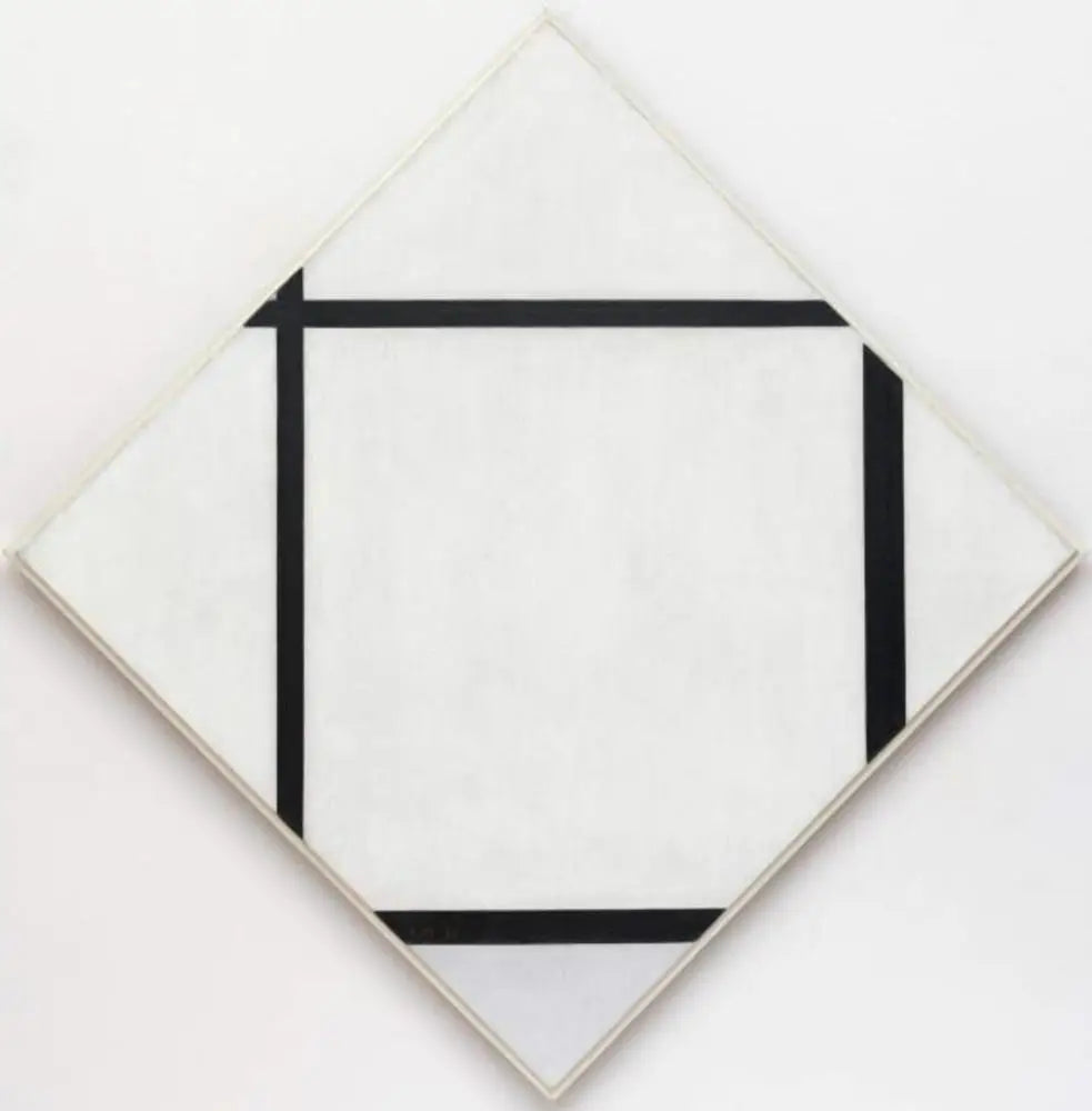 Reproduction du tableau « Tableau I : Losange à quatre lignes et gris - Piet Mondrian » par Alpha Reproduction en peinture à l’huile
