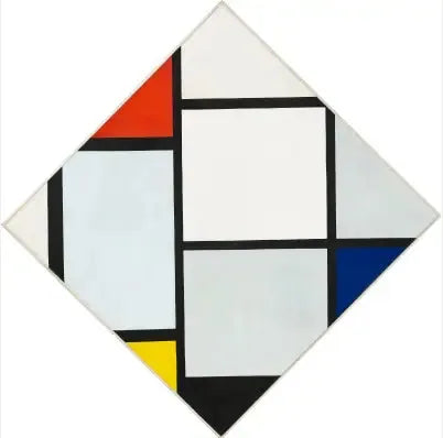 Quadro n° IV ; Composizione a rombo con rosso, grigio, blu, giallo e nero - Piet Mondrian