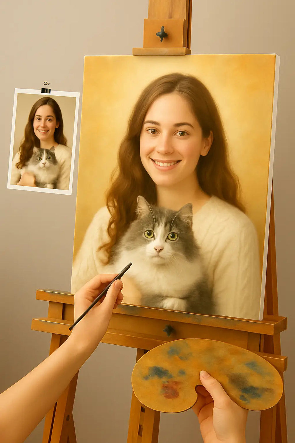 🎨 Tableau personnalisé - Animal et Personne – Peinture à l’Huile Unique - Alpha Reproduction