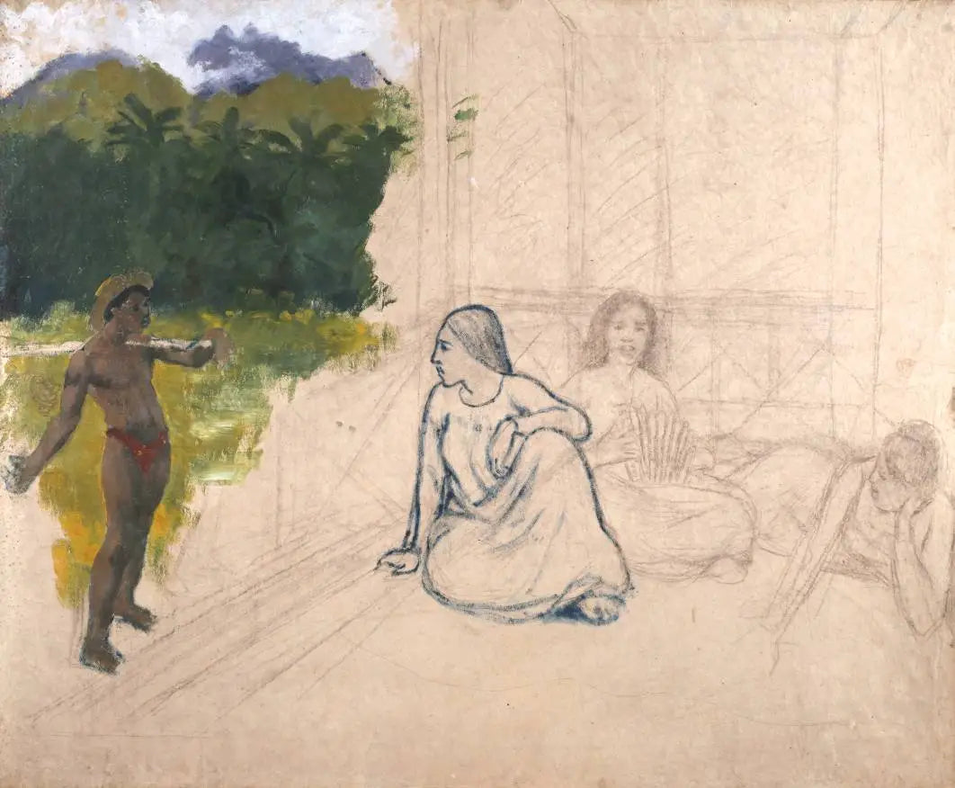 Tahitiens, ou Tahitiennes au repos - Paul Gauguin image 1 reproduction réalisée par Alpha Reproduction