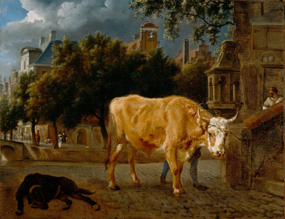 Taureau dans une rue de la ville - Adriaen van de Velde image 1 tableau peint à l’huile sur toile