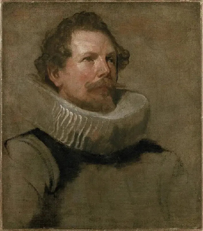 Testa di un uomo barbuto che indossa una morsa a ruota - Antoine van Dyck