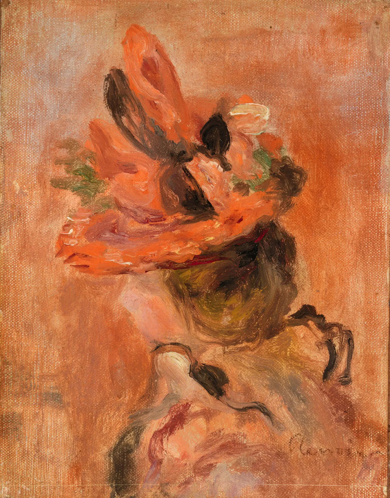 Testa di donna con cappello rosso - Pierre-Auguste Renoir