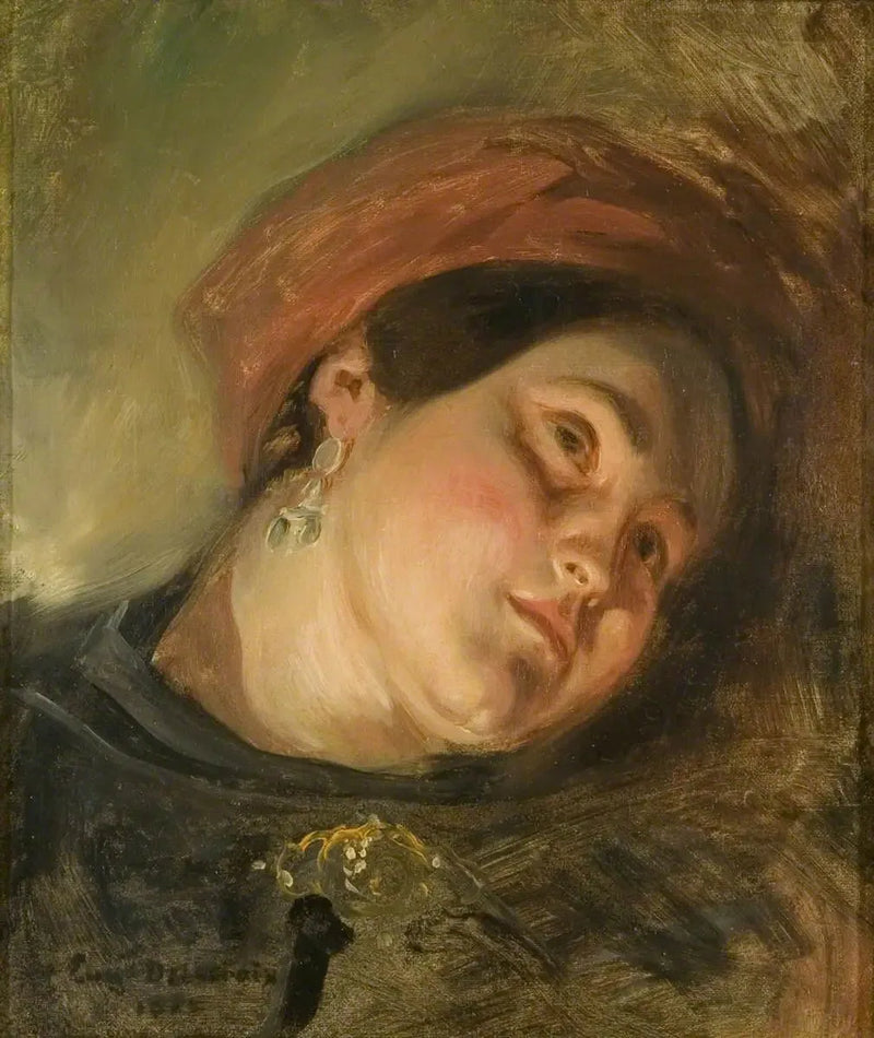 Testa di donna con turbante rosso - Eugène Delacroix