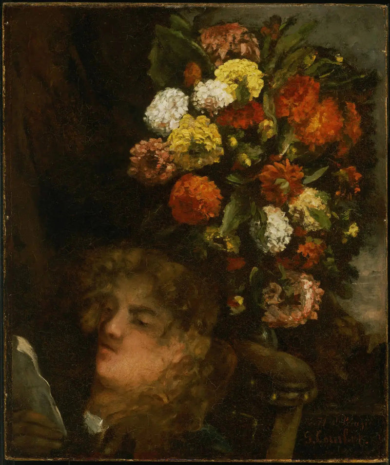 Testa di donna e fiori - Gustave Courbet