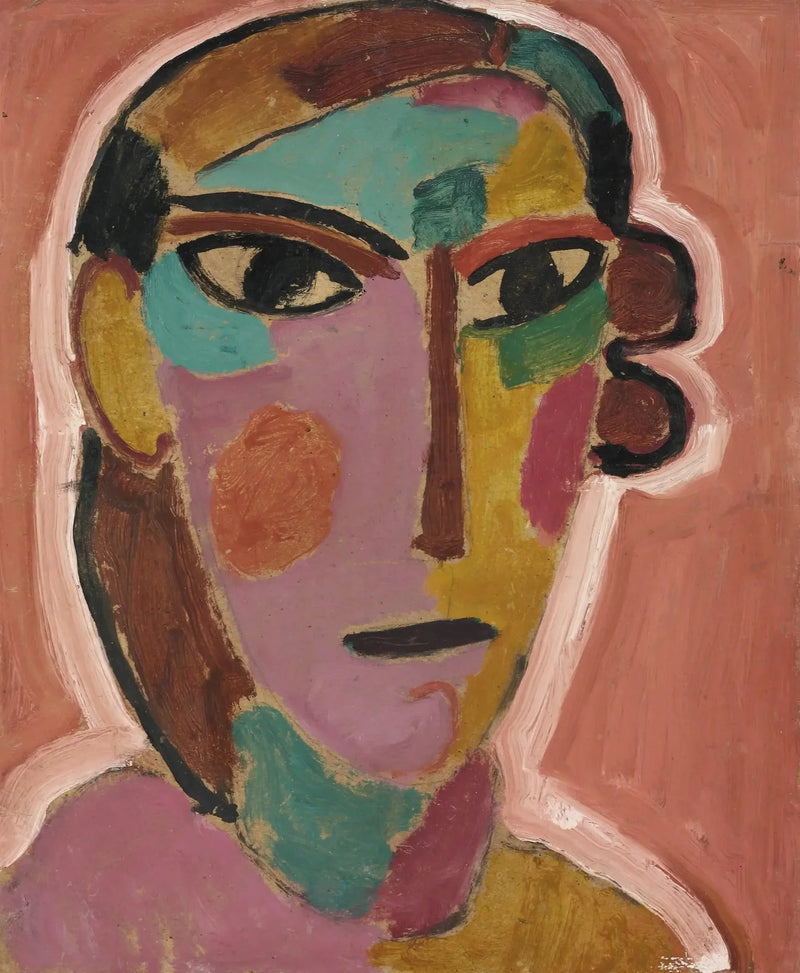 Testa di donna mistica su sfondo rosso - Alexej von Jawlensky
