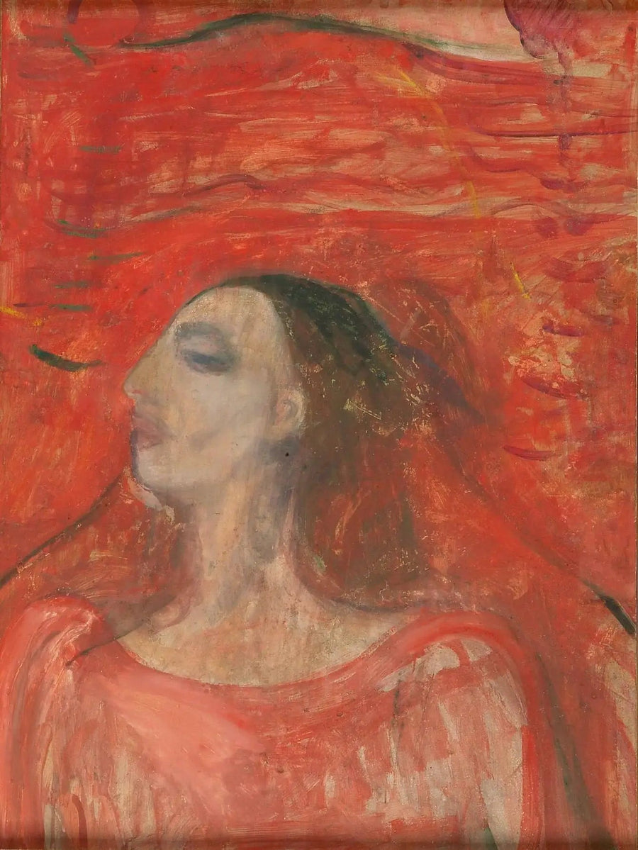 Testa di donna su sfondo rosso - Edvard Munch