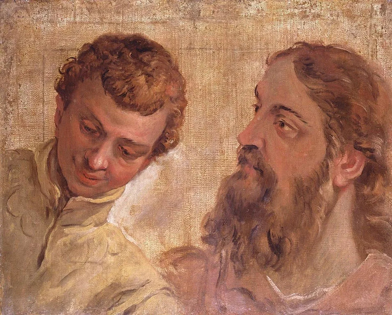 Têtes d'un garçon et d'un homme barbu (un apôtre) - Sebastiano Ricci