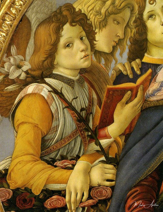 Têtes du groupe d'anges - Sandro Botticelli - Reproductions de tableaux et peintures haut de gamme