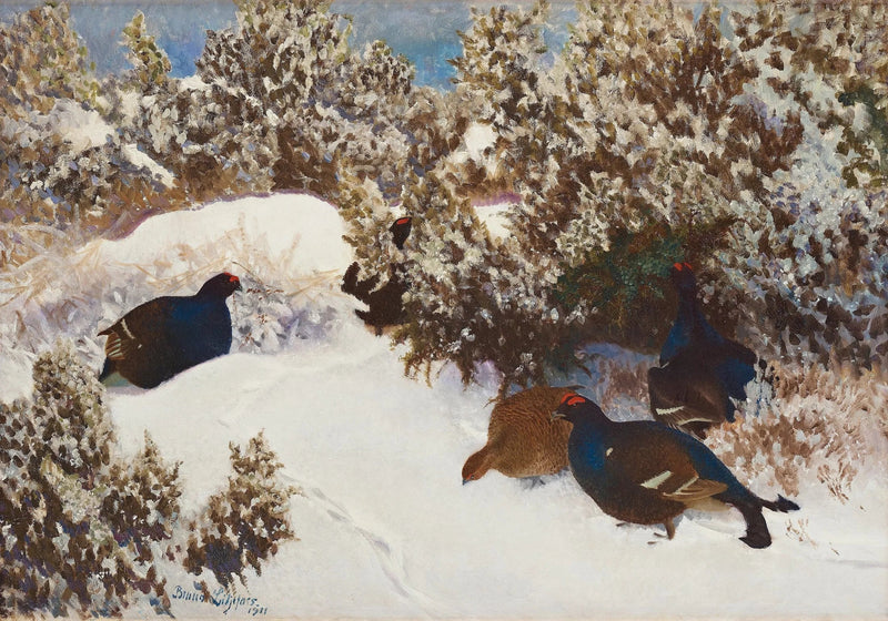 Fagiano di monte in un paesaggio invernale - Bruno Liljefors