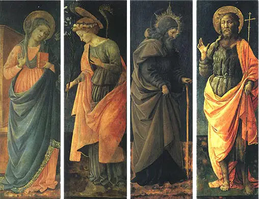 L'Annunciazione, Santi Antonio Abate, Giovanni Battista - Fra Filippo Lippi