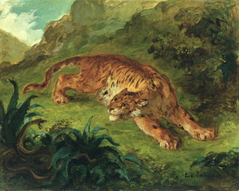 Tigre spaventato da un serpente - Eugène Delacroix