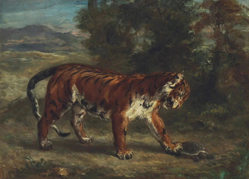 Tigre che gioca con una tartaruga - Eugène Delacroix