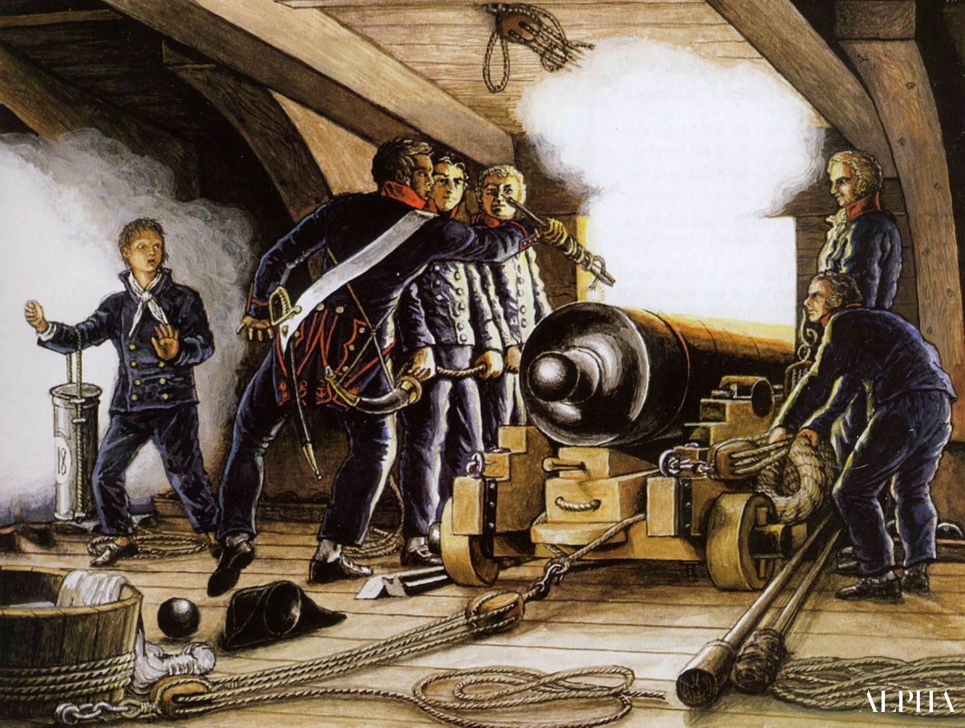 Colpo di un cannone da 18 libbre - Louis Philippe Crepin - Riproduzioni di quadri e dipinti di alta qualità