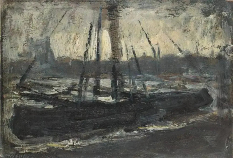 Tjalk ormeggiato in viola - Piet Mondrian