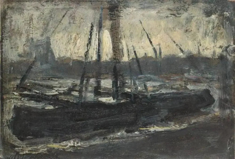 Tjalk ormeggiato in viola - Piet Mondrian