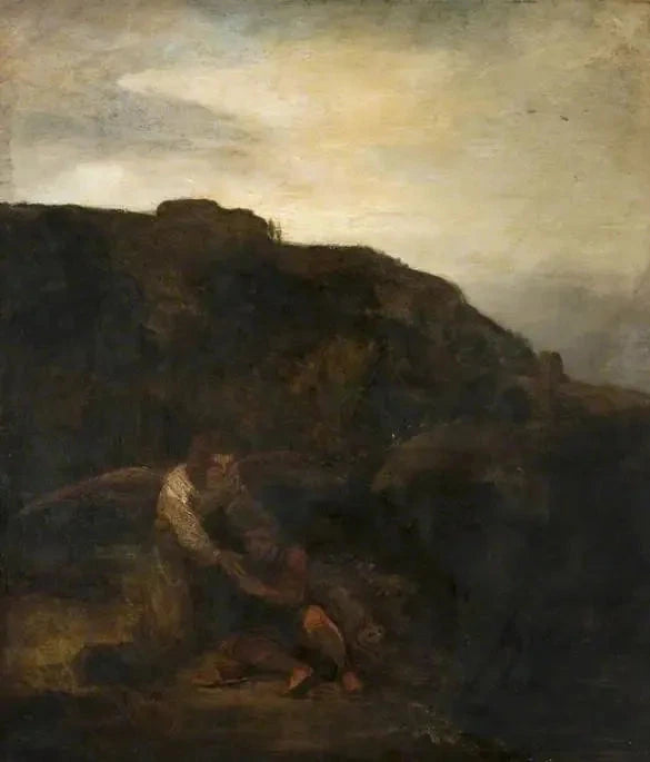 Tobia e l'angelo in un paesaggio - Rembrandt