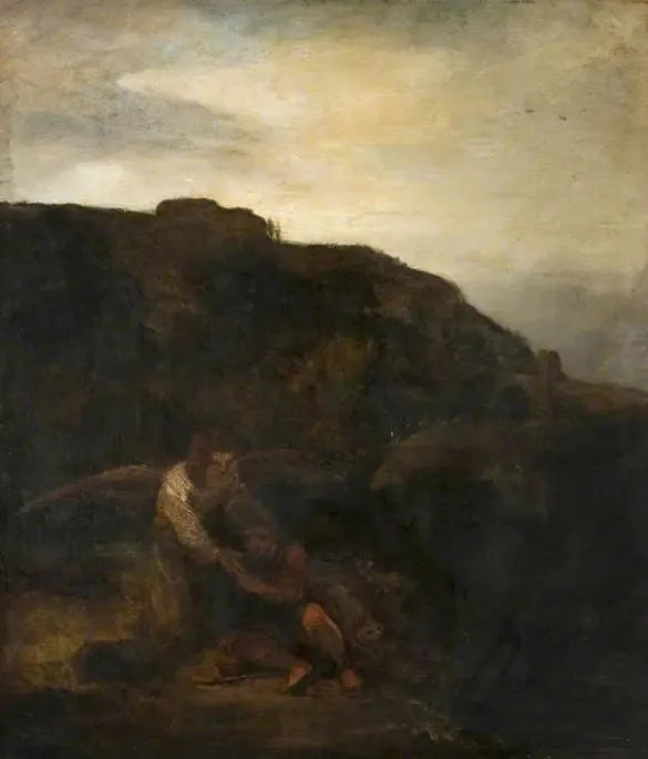 Tobia e l'angelo in un paesaggio - Rembrandt
