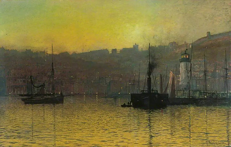 Tramonto nel porto di Scarborough, Yorkshire del Nord - John Atkinson Grimshaw