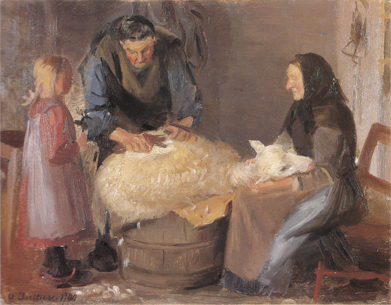 Tosatura delle pecore - Anna Ancher