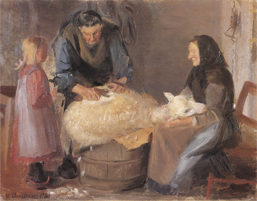 Tosatura delle pecore - Anna Ancher