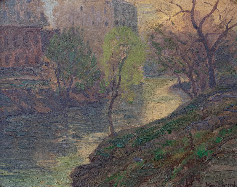 Mattina presto sul fiume San Antonio al ponte del mulino - Julian Onderdonk