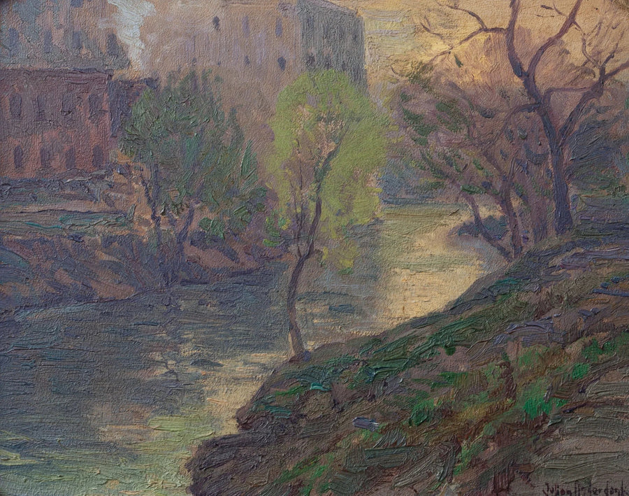 Mattina presto sul fiume San Antonio al ponte del mulino - Julian Onderdonk