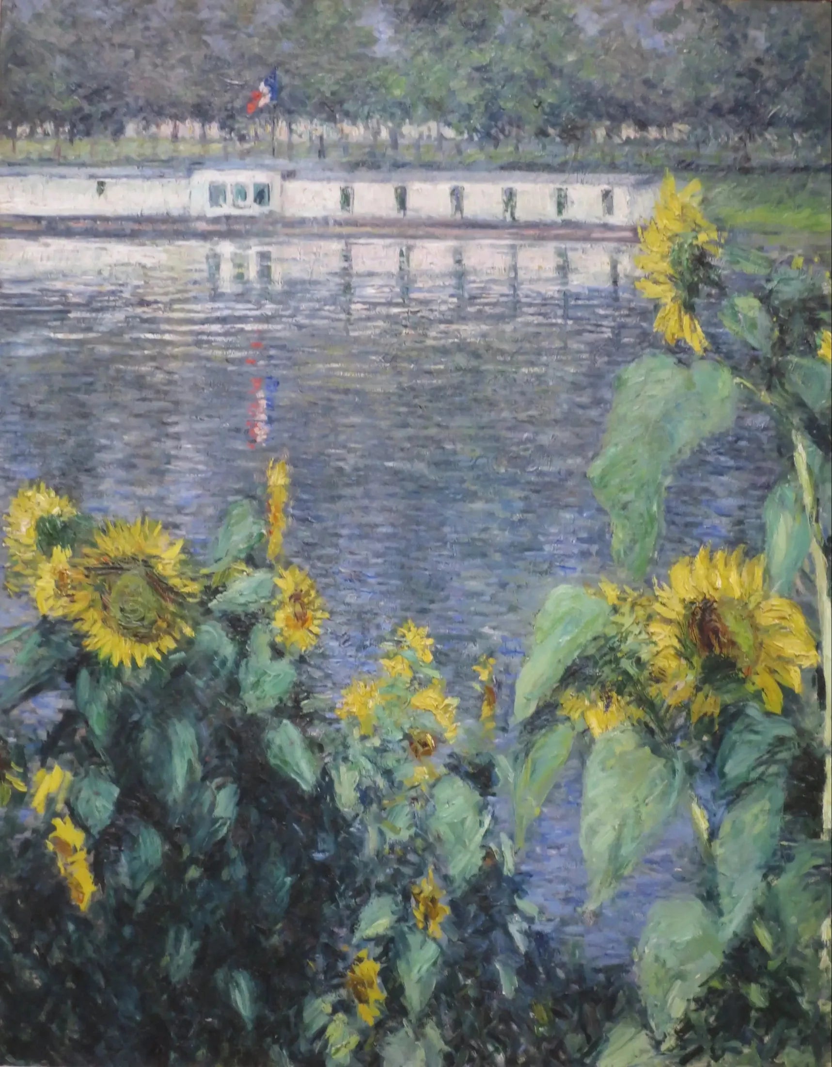 Tournesols le long de la Seine - Gustave Caillebotte image 1 reproduction de peinture à l’huile