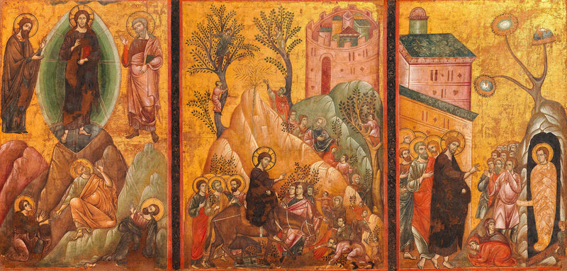 Trasfigurazione, Entrata di Cristo a Gerusalemme e Resurrezione di Lazzaro - Guido da Siena