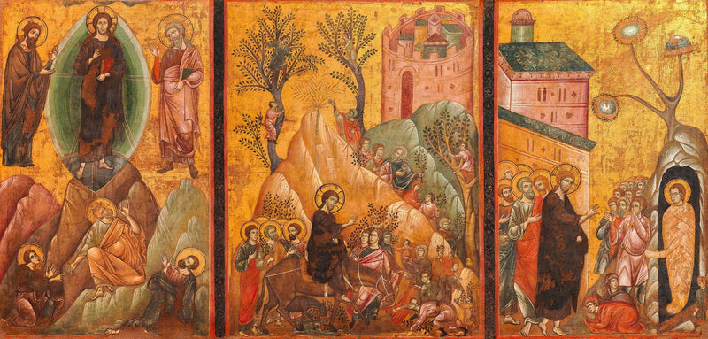 Trasfigurazione, Entrata di Cristo a Gerusalemme e Resurrezione di Lazzaro - Guido da Siena