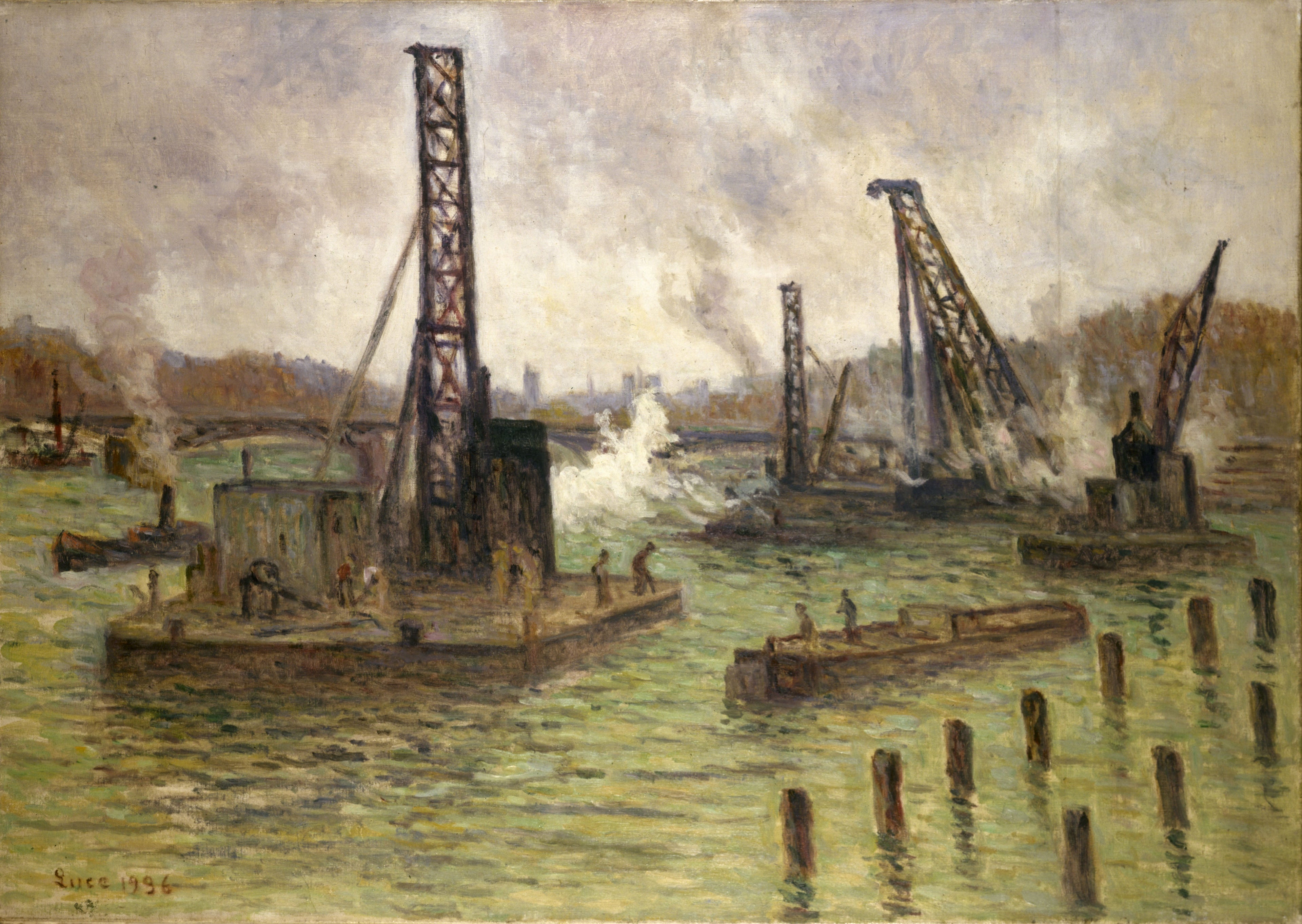 Travaux sur la Seine au pont des Saints-Pères - Maximilien Luce - Alpha Reproduction