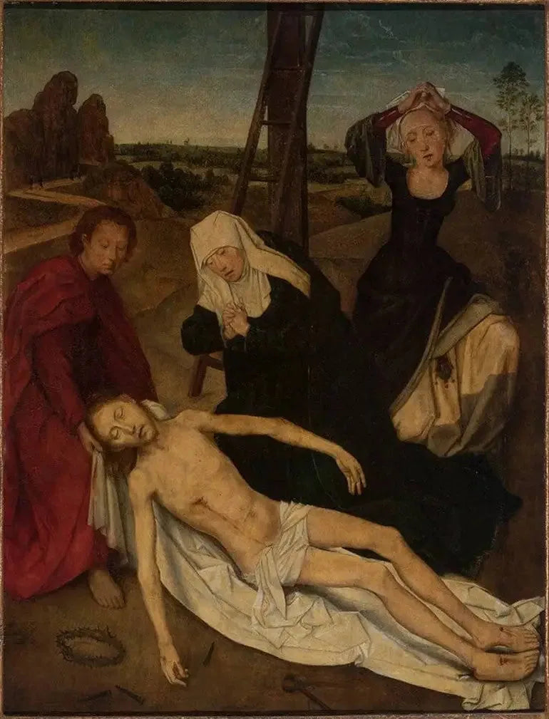Triptyque, centre : Le Christ Pleuré par la Sainte Vierge, Saint Jean et Sainte Marie-Madeleine - Hans Memling image 1 reproduction artisanale de tableau