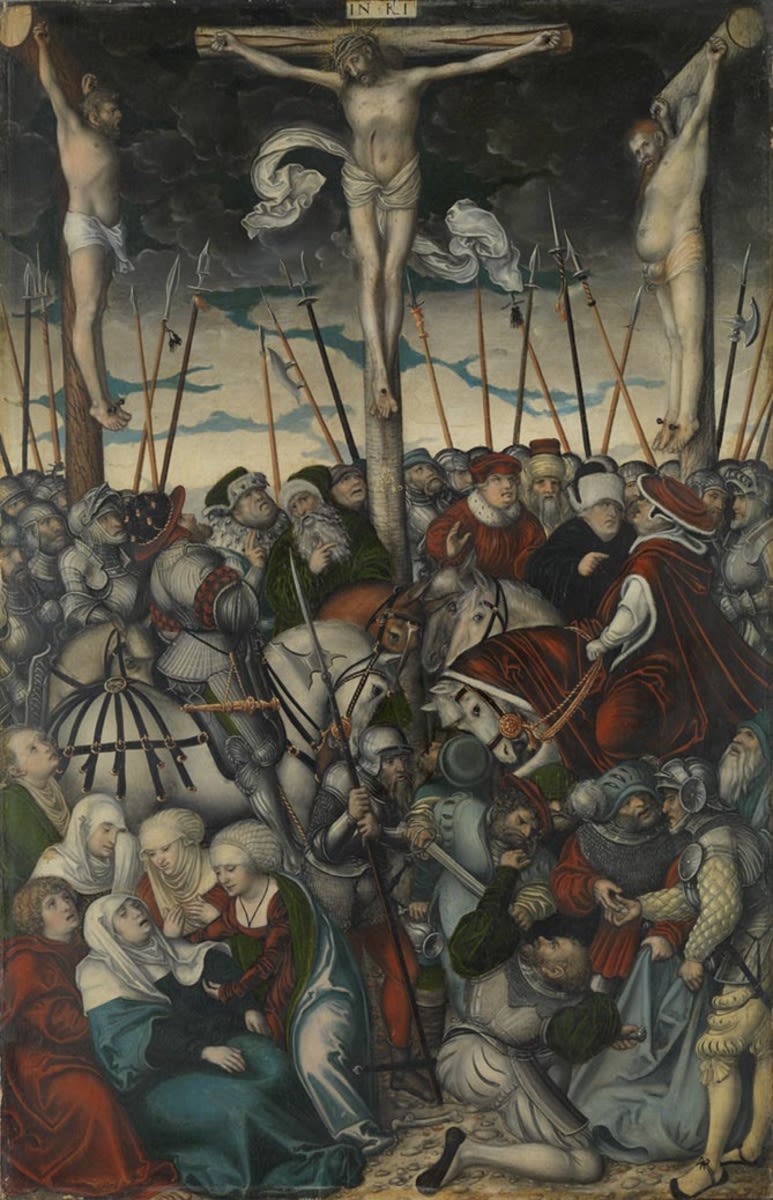 Triptyque della Crocifissione : Crocifissione di Gesù - Lucas Cranach il Vecchio