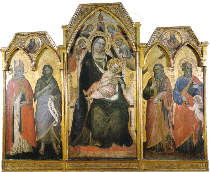 Triptyque della Vergine con il Bambino in maestà circondata da quattro santi - Spinello Aretino