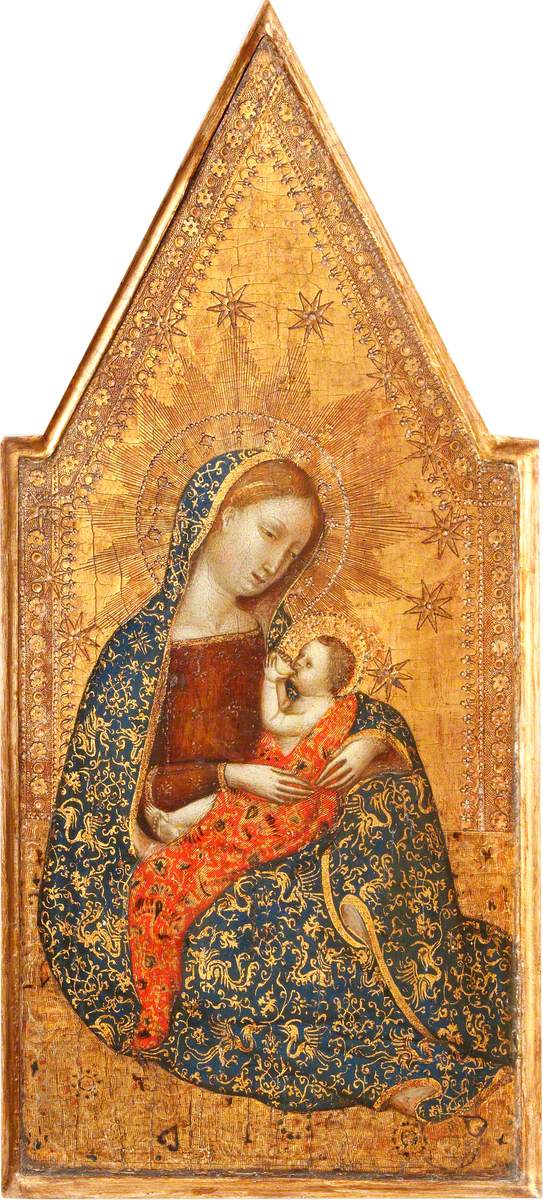 Triptyque : La Vergine dell’Umiltà (al centro) ; La Natività (a sinistra) ; La Crocifissione (a destra) ; L’Annunciazione (in alto a sinistra e a destra) - Francescuccio Ghissi